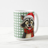 クリスマスのアライグマ コーヒーマグカップ (正面右)