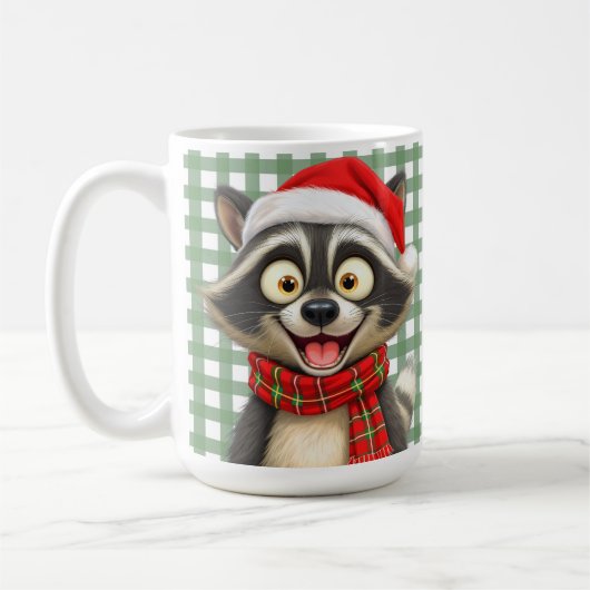 クリスマスのアライグマ コーヒーマグカップ (左)