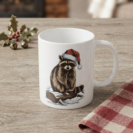 クリスマスのアライグマ コーヒーマグカップ