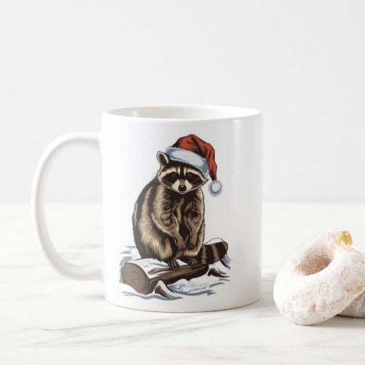 クリスマスのアライグマ コーヒーマグカップ (ドーナツ)