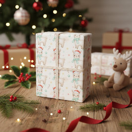クリスマスのアルパカ かわいい ホリデーのラマ 冬 ラッピングペーパー