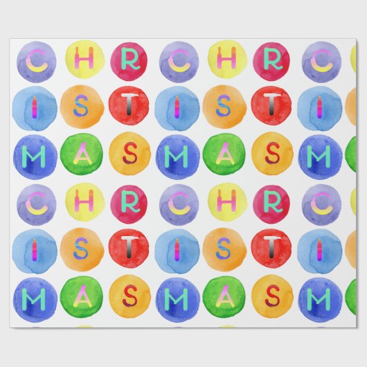 クリスマスのアルファベットの水彩画パターンギフト用包装紙 ラッピングペーパー (フラット)