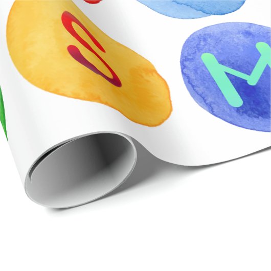 クリスマスのアルファベットの水彩画パターンギフト用包装紙 ラッピングペーパー (ロールコーナー)