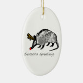 クリスマスのアルマジロ セラミックオーナメント (右)