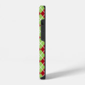クリスマスのアーガイル柄フォンケース iPhoneケース (左側面)