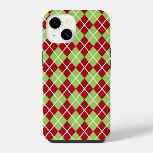 クリスマスのアーガイル柄フォンケース iPhoneケース (裏面)