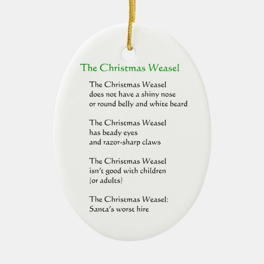 クリスマスのイタチ セラミックオーナメント (正面)
