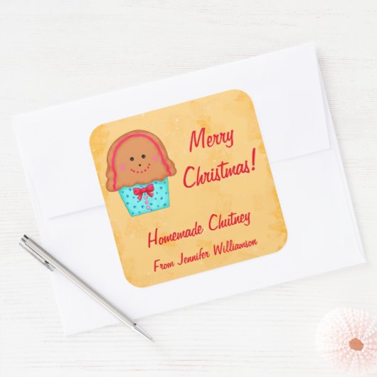 クリスマスのイチョウカスタムパン食品瓶ラベル スクエアシール (封筒)