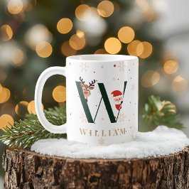 クリスマスのイニシャル入りマグカップ W コーヒーマグカップ