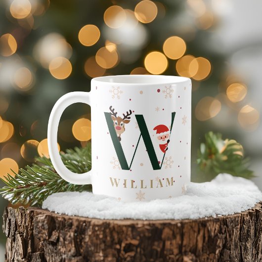 クリスマスのイニシャル入りマグカップ W コーヒーマグカップ