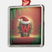 クリスマスのイニシャルWギフト メタルオーナメント (左)