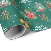 クリスマスのイメージスパークルティール(緑がかった色) ラッピングペーパー (ロールコーナー)