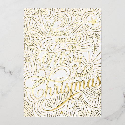 クリスマスのイラストカード 箔招待状 (正面)