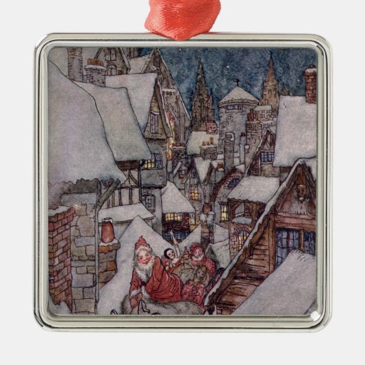 クリスマスのイラストレーション メタルオーナメント (正面)