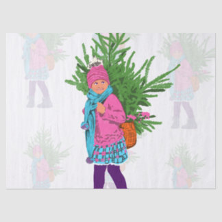クリスマスのイラスト入りペーパーティッシュ 薄葉紙