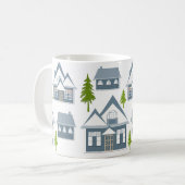 クリスマスのイラスト 冬の家 樹木 グレー コーヒーマグカップ (正面左)