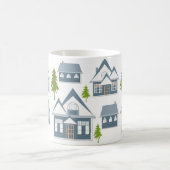 クリスマスのイラスト 冬の家 樹木 グレー コーヒーマグカップ (中央)