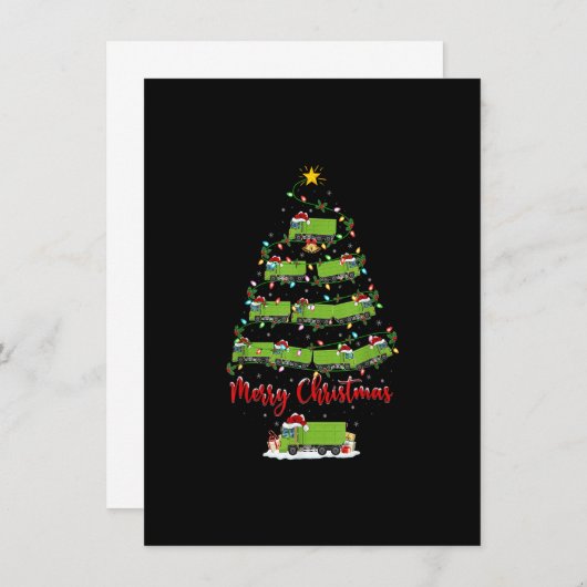 クリスマスのイルミネーションが似合うサンタのゴミ収集車、キリストマス 招待状 (正面/裏面)