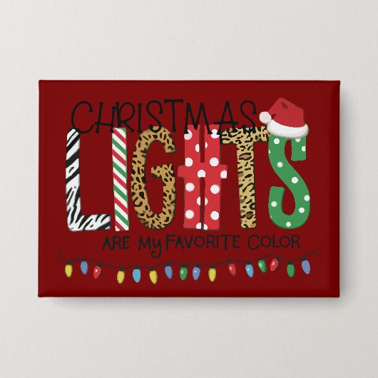 クリスマスのイルミネーションが私の好きな色 サンタ クリスマス 缶バッジ (正面)