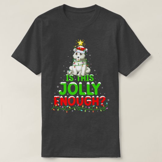 クリスマスのイルミネーションってこれで陽気なポーラベアのクリスマスツリー Tシャツ (デザイン正面)