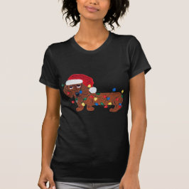 クリスマスのイルミネーションに絡まったダックスフント Tシャツ