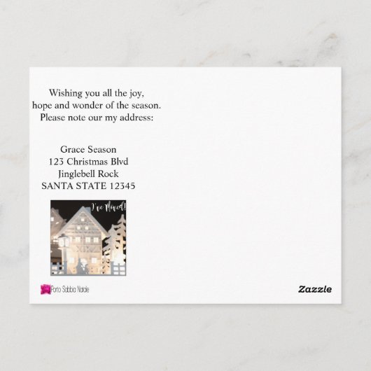 クリスマスのイルミネーションのある家に引越しました ポストカード (裏面)