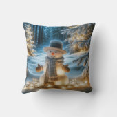 クリスマスのイルミネーションの雪だるま クッション (裏面)
