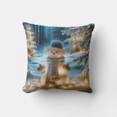 クリスマスのイルミネーションの雪だるま クッション (正面)