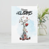 クリスマスのイルミネーションをつけたトナカイ シーズンカード (スタンド正面)