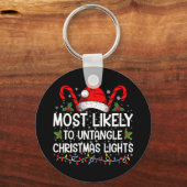 クリスマスのイルミネーションをほどく可能性が最も高い マッチング キーホルダー (正面)