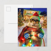 クリスマスのイルミネーションを纏ったプレーリードッグ インビテーションポストカード (正面/裏面)