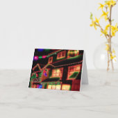 クリスマスのイルミネーションを飾った家のグリーティングカード カード (黄色い花)