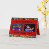 クリスマスのイルミネーションを飾った船のカード カード (黄色い花)