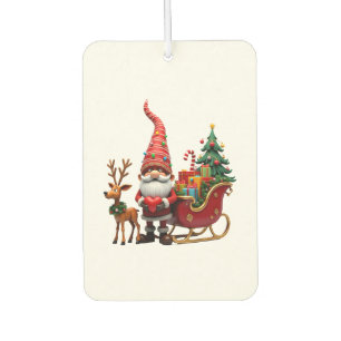 クリスマスのイルミネーション ゴnome サンタクロースがソリに乗る ハイ カーエアーフレッシュナー