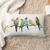 クリスマスのインコ及びCockatiels ランバークッション (ブランケット)