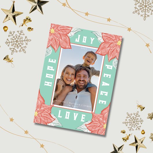 クリスマスのインスピレーション ポインセチア 喜び 希望 平和 愛 シーズンカード