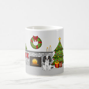 クリスマスのインテリアが可愛い部屋のトライカラーのキャバリア・キング・チャールズ・スパニエル コーヒーマグカップ