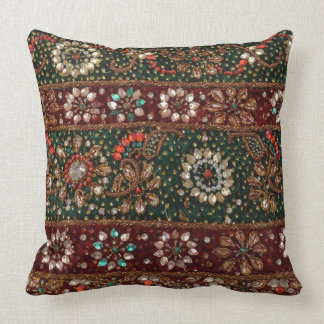 クリスマスのインドのきらきら光るなインドの織物の刺繍 クッション