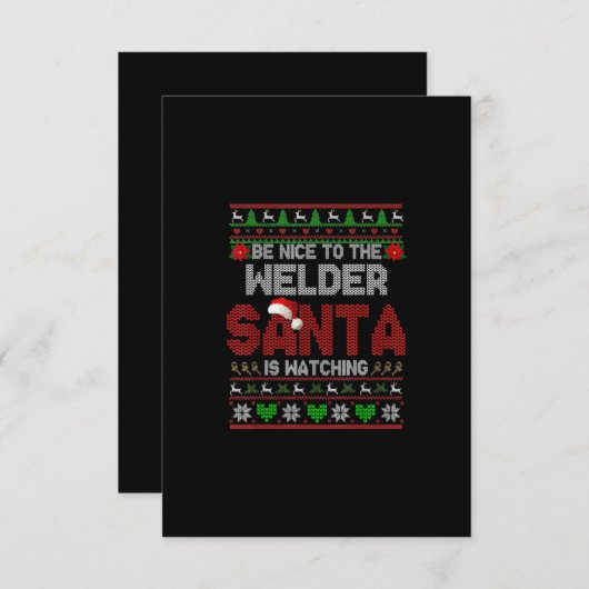 クリスマスのウェルダーにおもしろい優しい サンキューカード (正面/裏面)