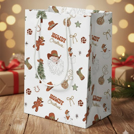 クリスマスのウエスタンカウボーイにハロー! ミディアムペーパーバッグ