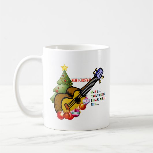 クリスマスのウクレレのワイシャツ コーヒーマグカップ (左)