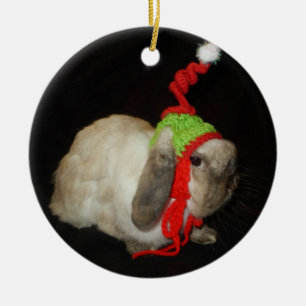 クリスマスのウサギのオーナメント セラミックオーナメント
