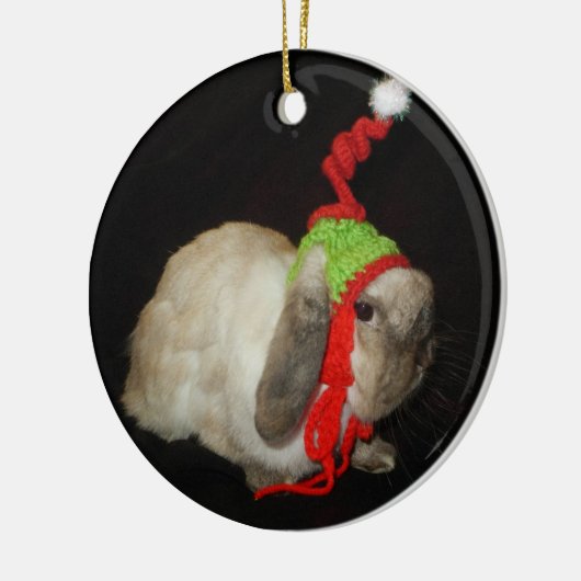 クリスマスのウサギのオーナメント セラミックオーナメント (左)