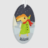クリスマスのウサギの雪つかみ オーナメント (正面)
