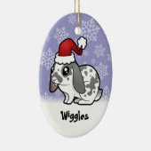 クリスマスのウサギ(だらしない耳の滑らかな毛) セラミックオーナメント (右)