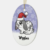 クリスマスのウサギ(だらしない耳の滑らかな毛) セラミックオーナメント (左)