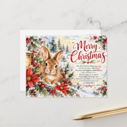 クリスマスのウサギ – 心からの森の水彩画 シーズンポストカード