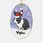 クリスマスのウサギ(uppy耳の滑らかな毛) セラミックオーナメント (左)