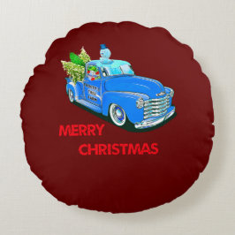 クリスマスのウッディトラック ラウンドクッション