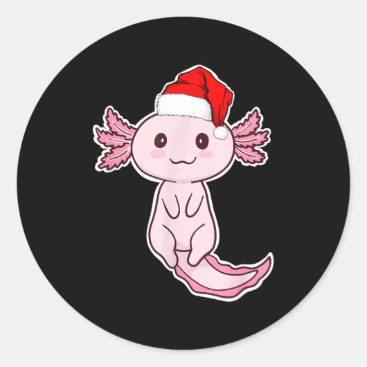 クリスマスのウーパールーパー ラウンドシール (正面)